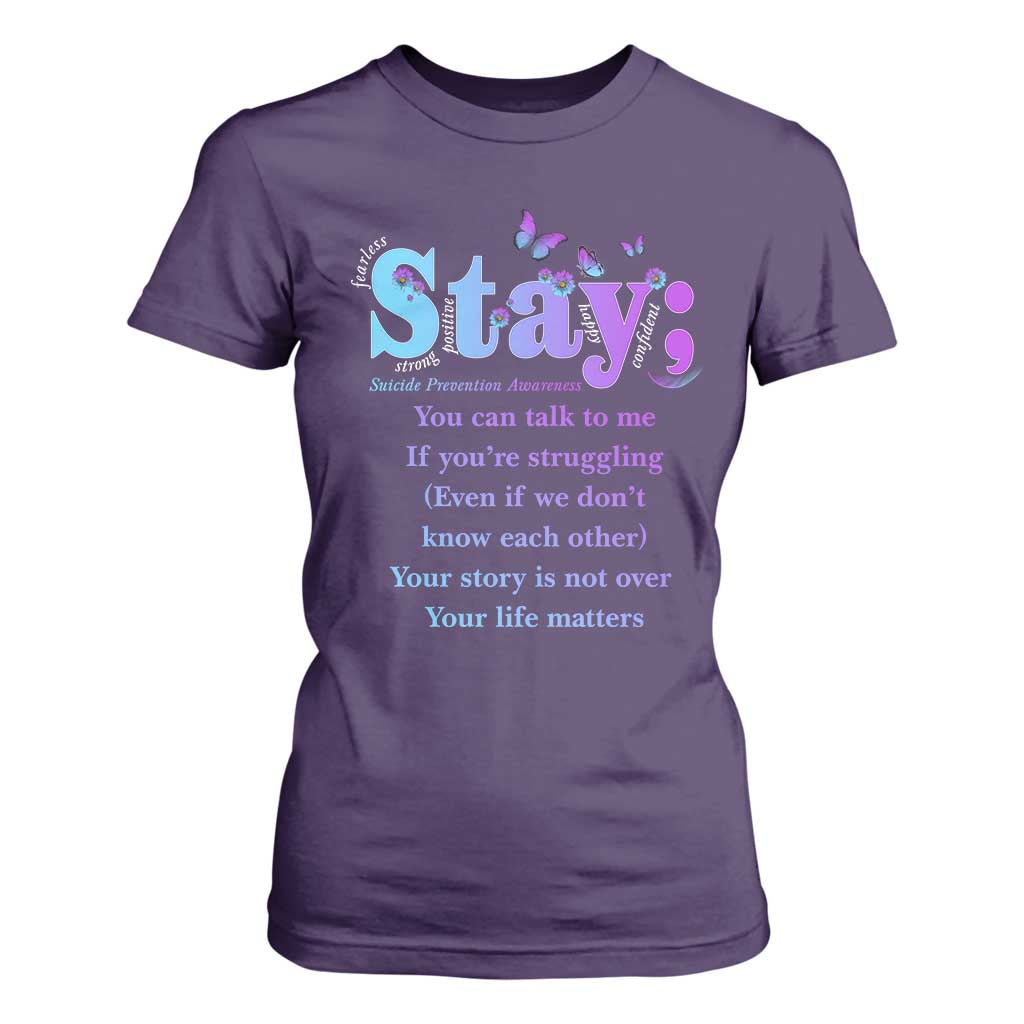 Inspirational Suicide Prevention T Shirt For Women You’re Alive For A Reason Semicolon Support