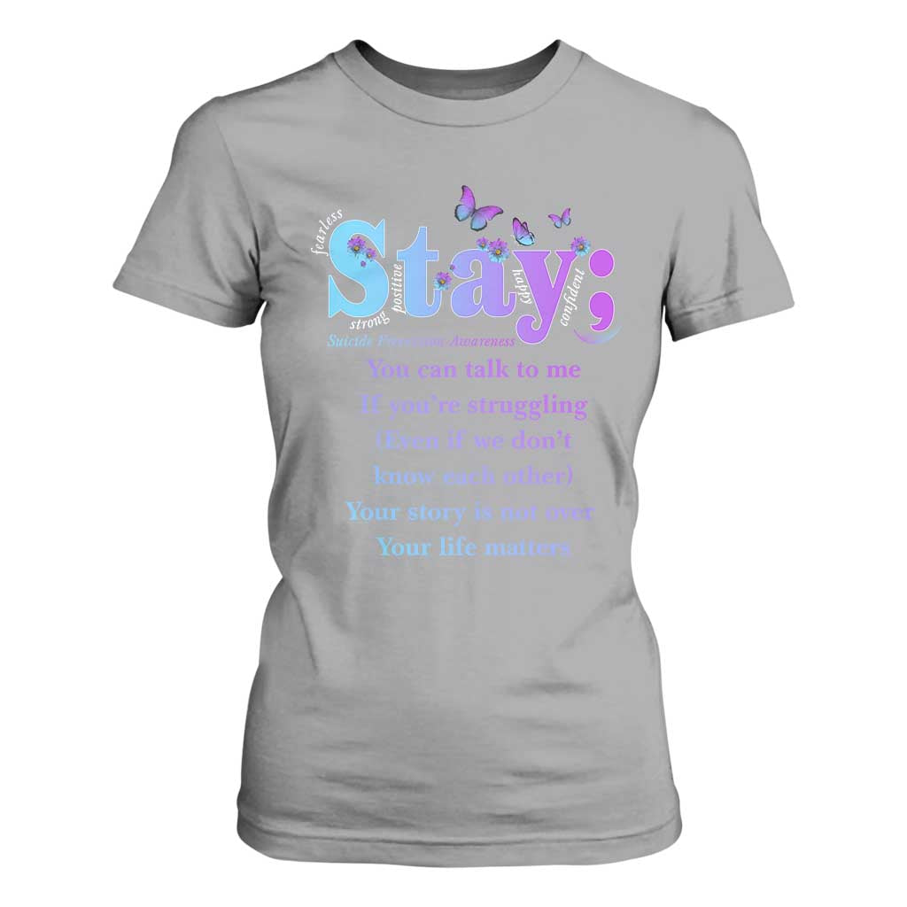 Inspirational Suicide Prevention T Shirt For Women You’re Alive For A Reason Semicolon Support