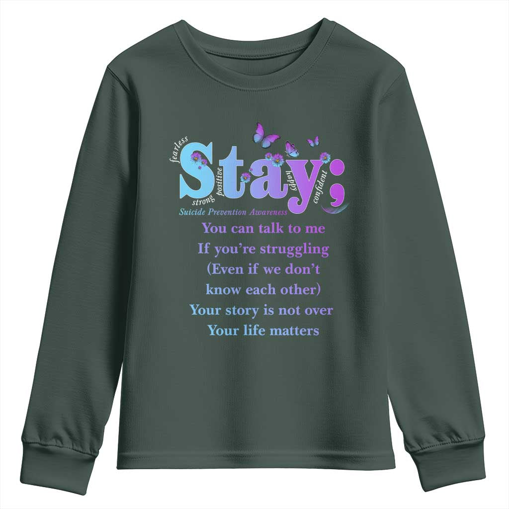 Inspirational Suicide Prevention Youth Sweatshirt You’re Alive For A Reason Semicolon Support