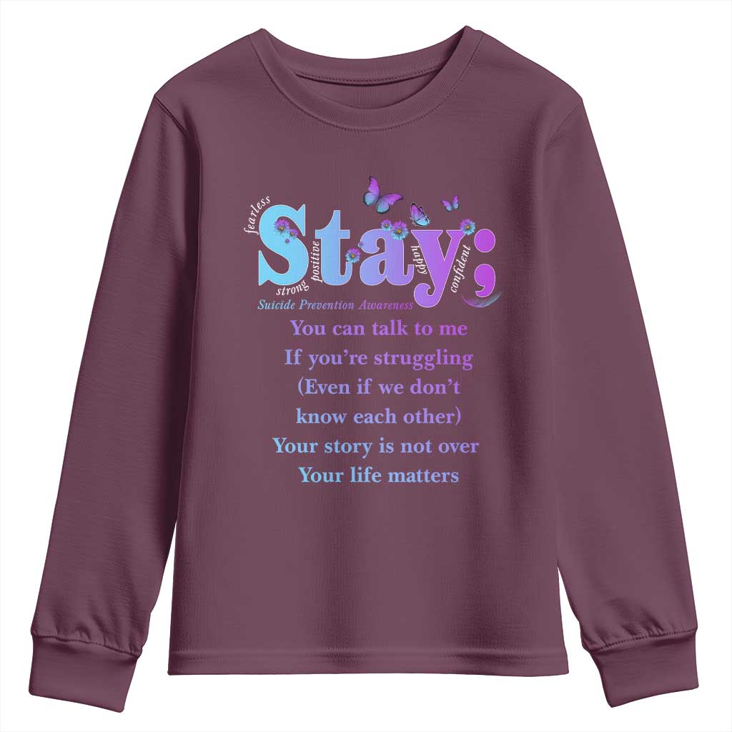 Inspirational Suicide Prevention Youth Sweatshirt You’re Alive For A Reason Semicolon Support