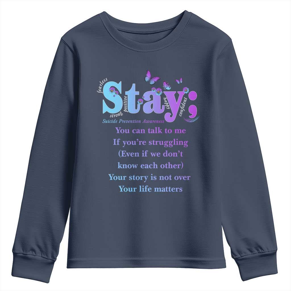 Inspirational Suicide Prevention Youth Sweatshirt You’re Alive For A Reason Semicolon Support