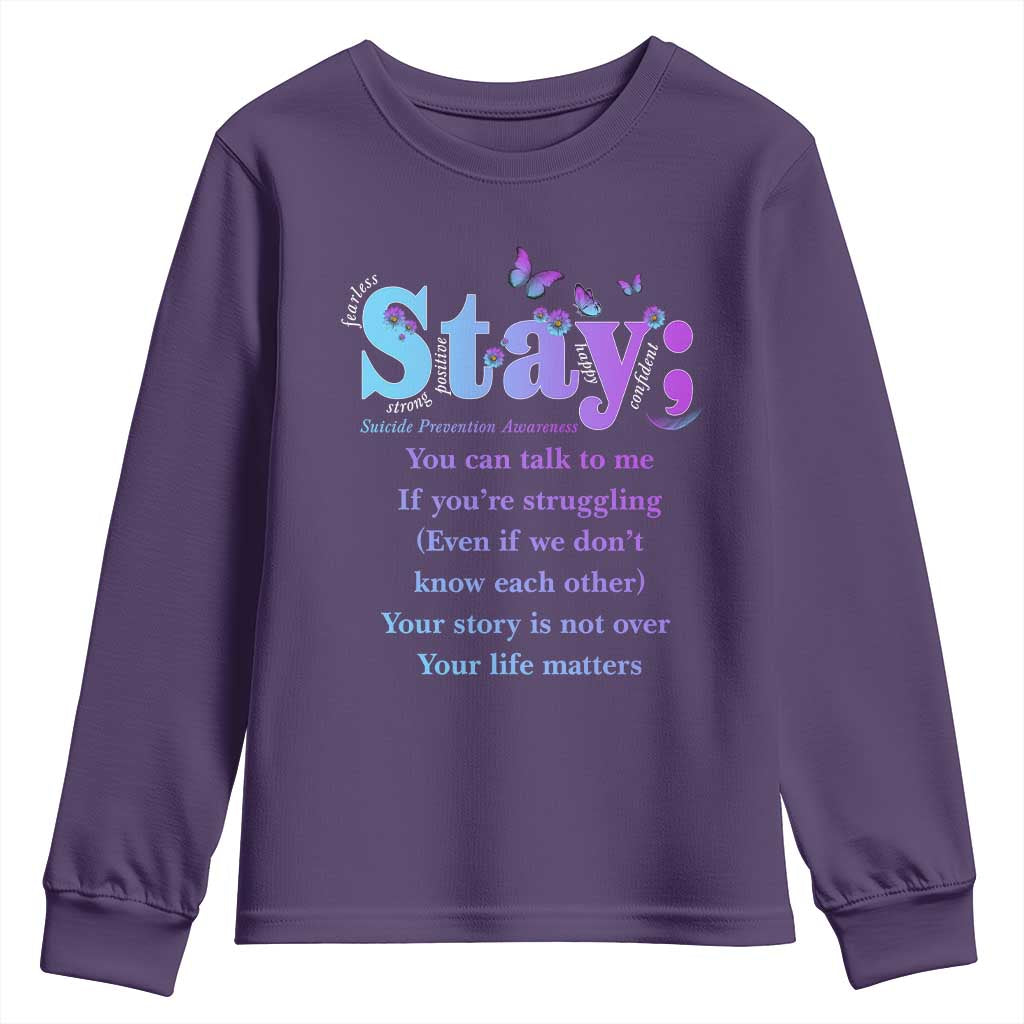 Inspirational Suicide Prevention Youth Sweatshirt You’re Alive For A Reason Semicolon Support