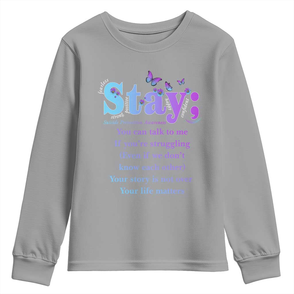 Inspirational Suicide Prevention Youth Sweatshirt You’re Alive For A Reason Semicolon Support