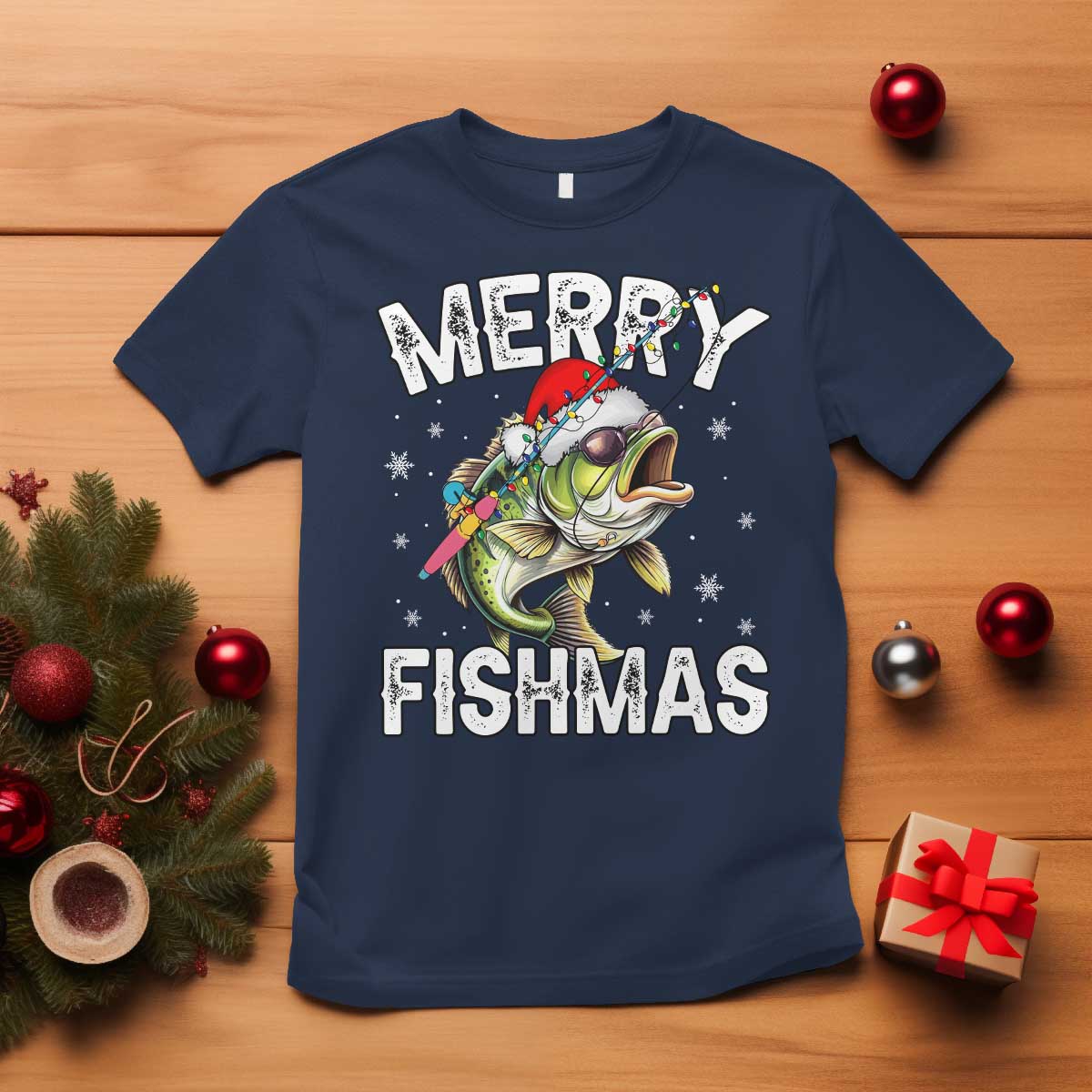 funny-christmas-fishing-t-shirt-merry-fishmas-bass-fish-rod