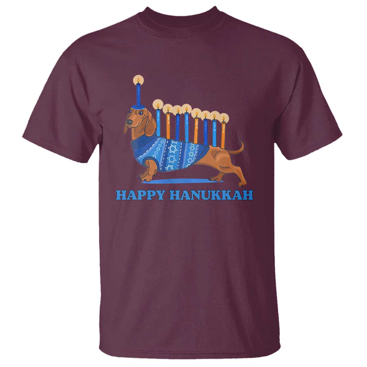 funny-happy-hanukkah-dachshund-wiener-dog-menorah-t-shirt