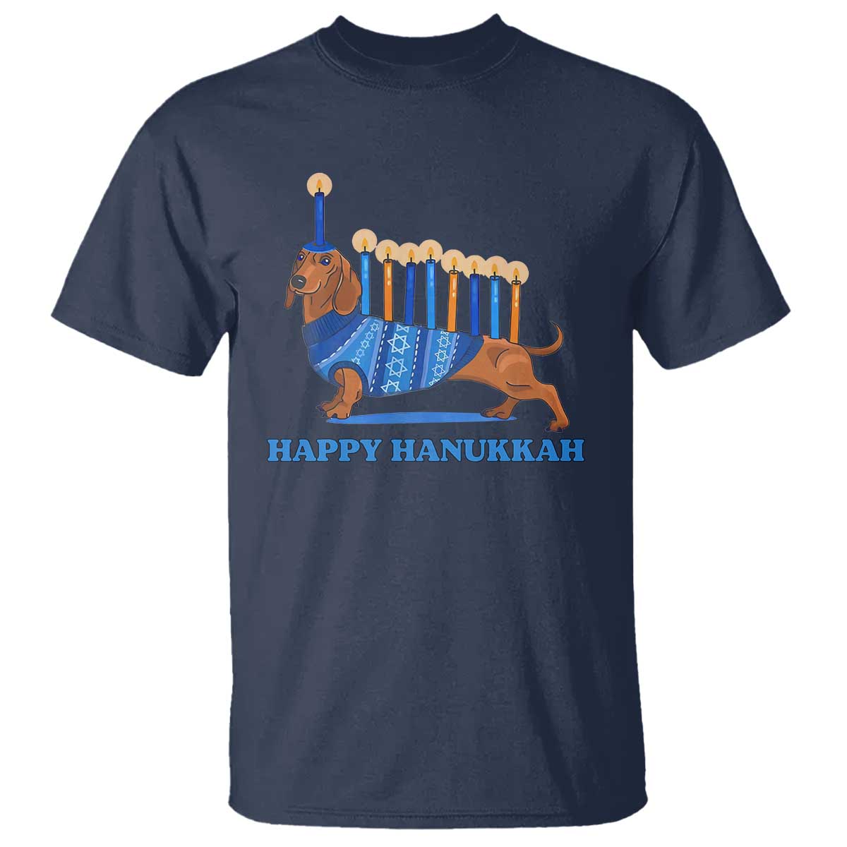 funny-happy-hanukkah-dachshund-wiener-dog-menorah-t-shirt