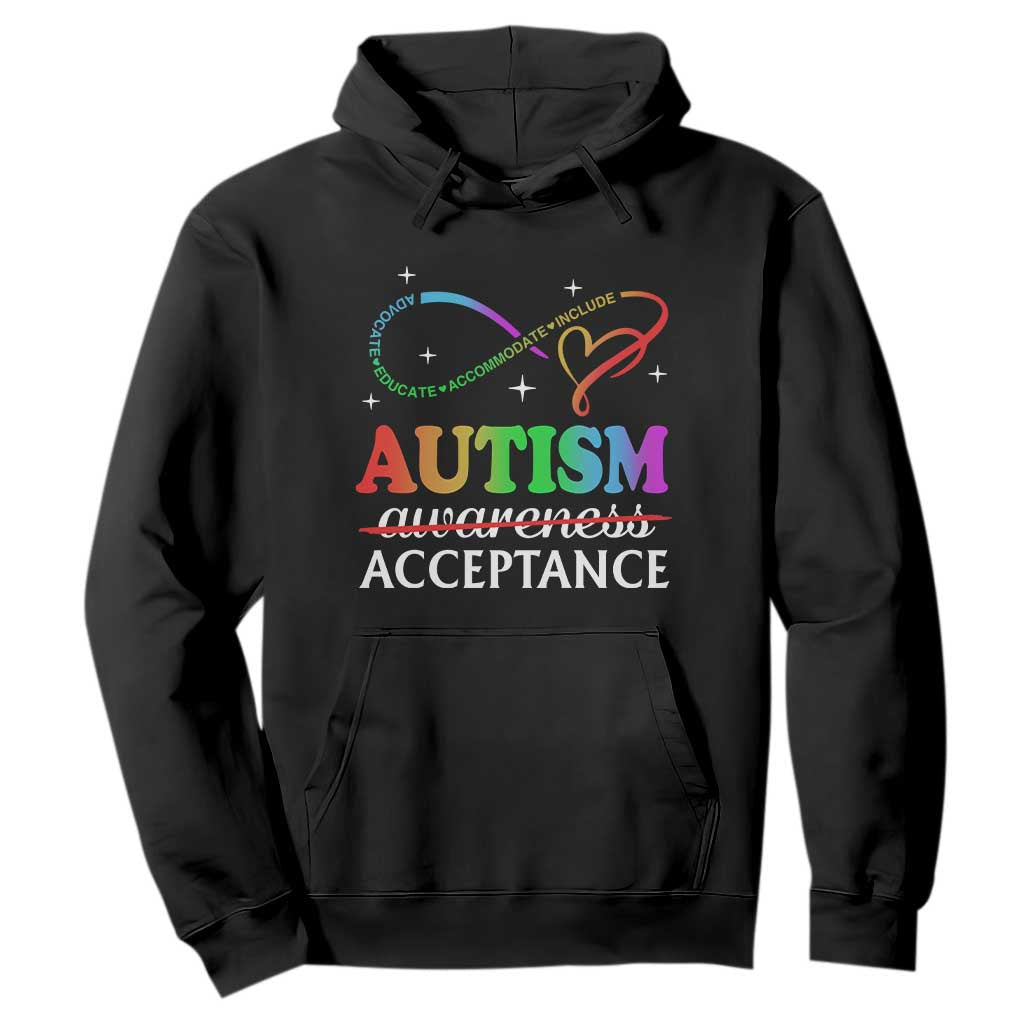 Autism Support Acceptance Hoodie Advocate Educate Accommodate Include Infinity Symbol
