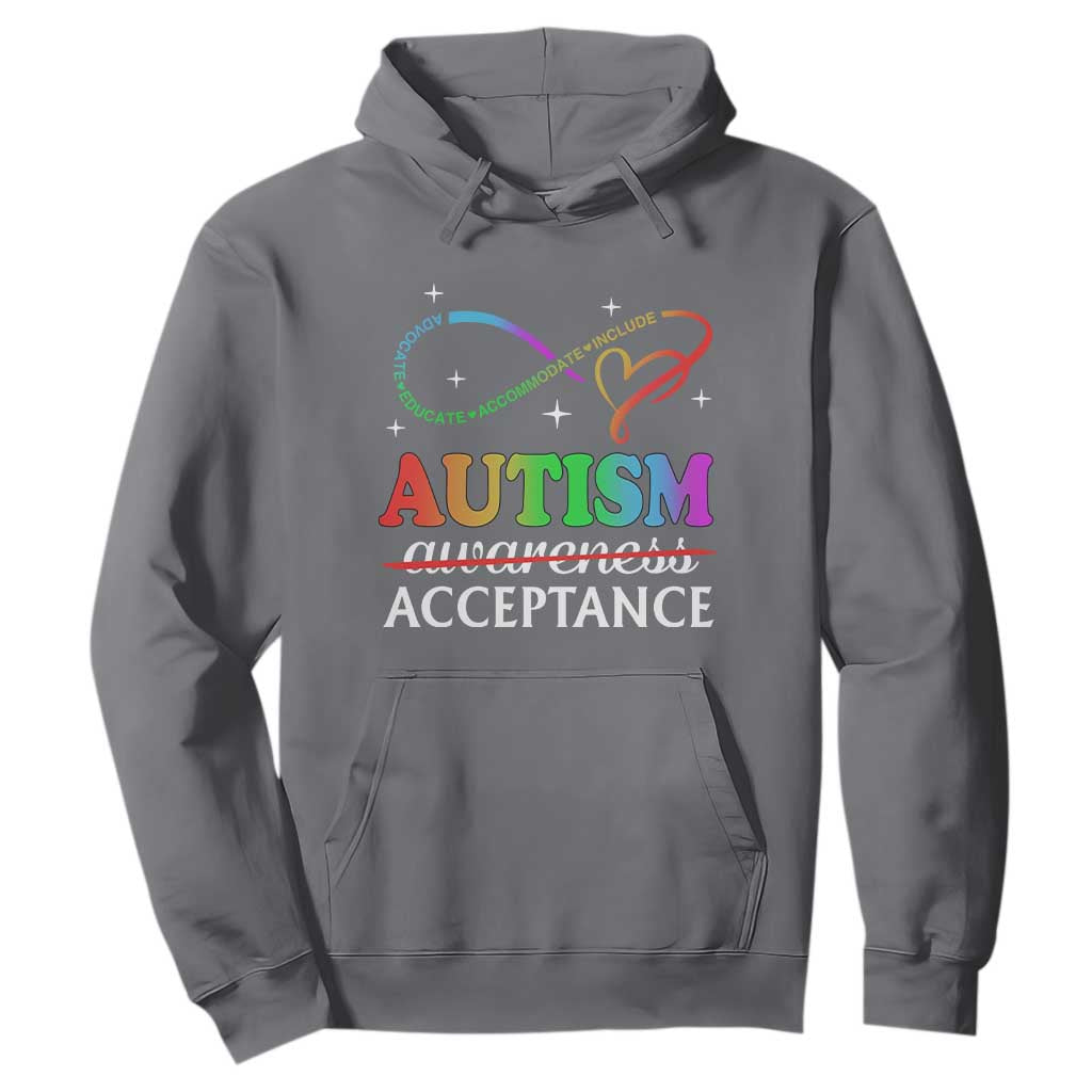 Autism Support Acceptance Hoodie Advocate Educate Accommodate Include Infinity Symbol