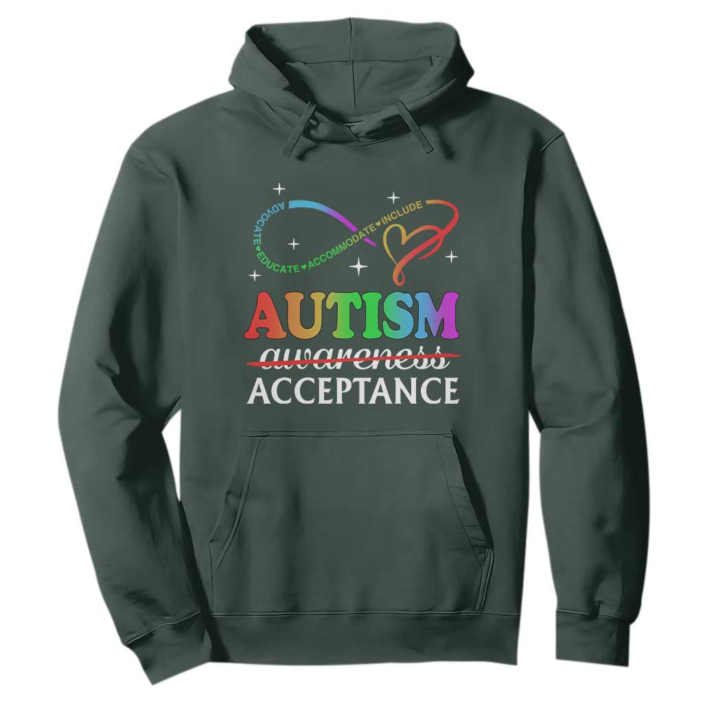 Autism Support Acceptance Hoodie Advocate Educate Accommodate Include Infinity Symbol