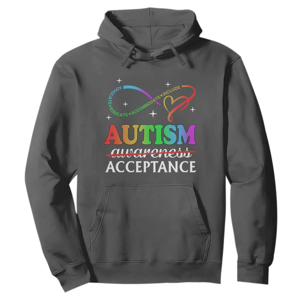 Autism Support Acceptance Hoodie Advocate Educate Accommodate Include Infinity Symbol