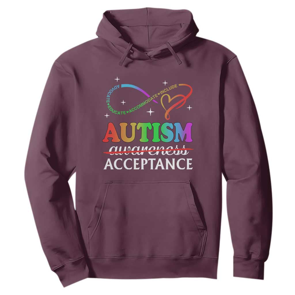 Autism Support Acceptance Hoodie Advocate Educate Accommodate Include Infinity Symbol