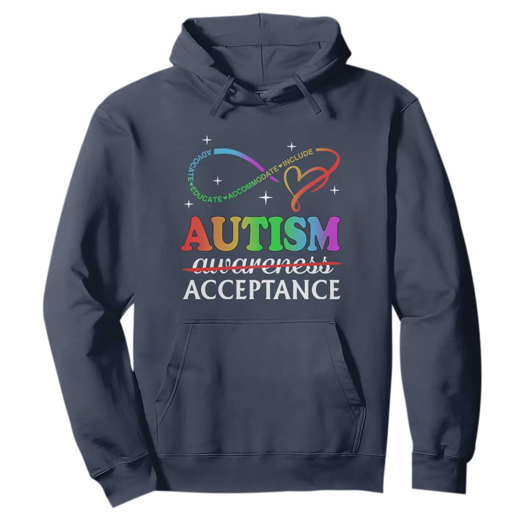 Autism Support Acceptance Hoodie Advocate Educate Accommodate Include Infinity Symbol