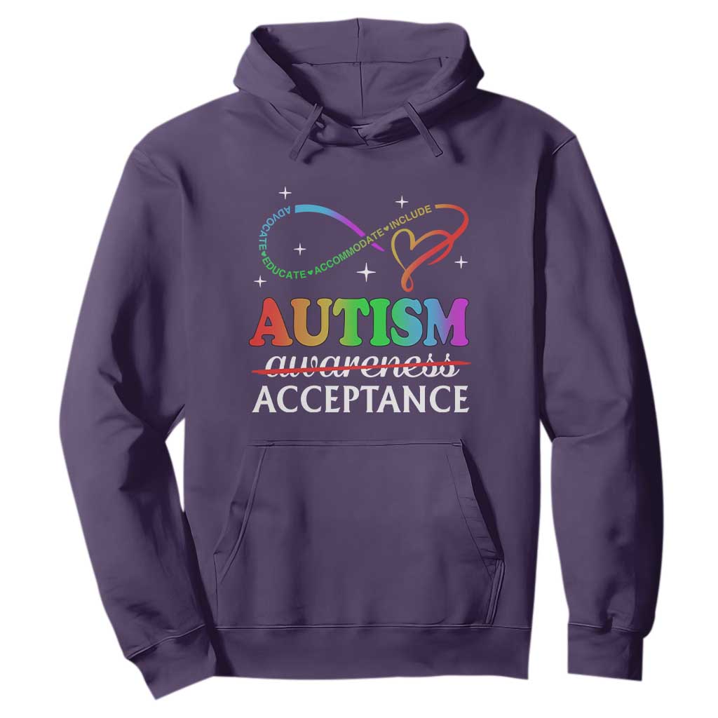 Autism Support Acceptance Hoodie Advocate Educate Accommodate Include Infinity Symbol