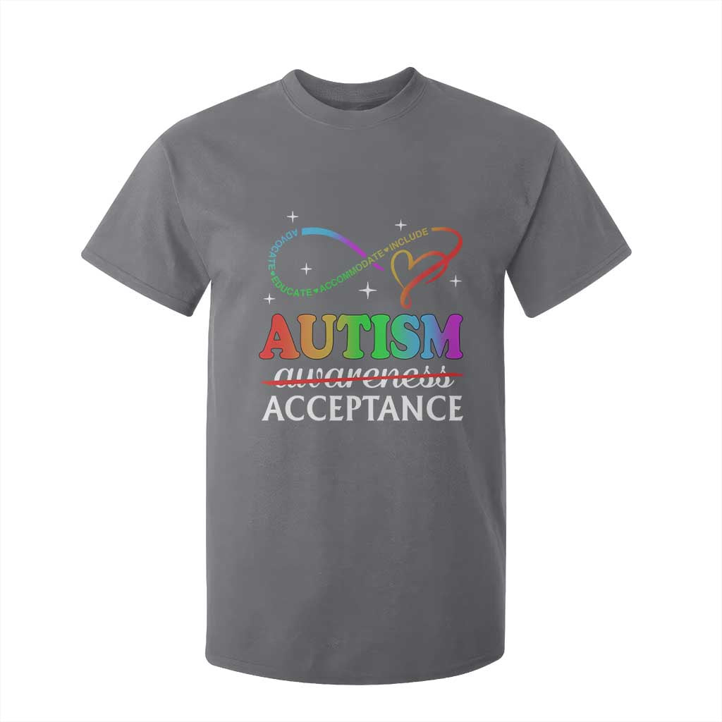 Autism Support Acceptance T Shirt For Kid Advocate Educate Accommodate Include Infinity Symbol