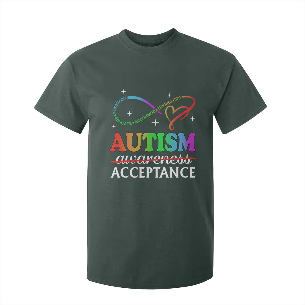 Autism Support Acceptance T Shirt For Kid Advocate Educate Accommodate Include Infinity Symbol