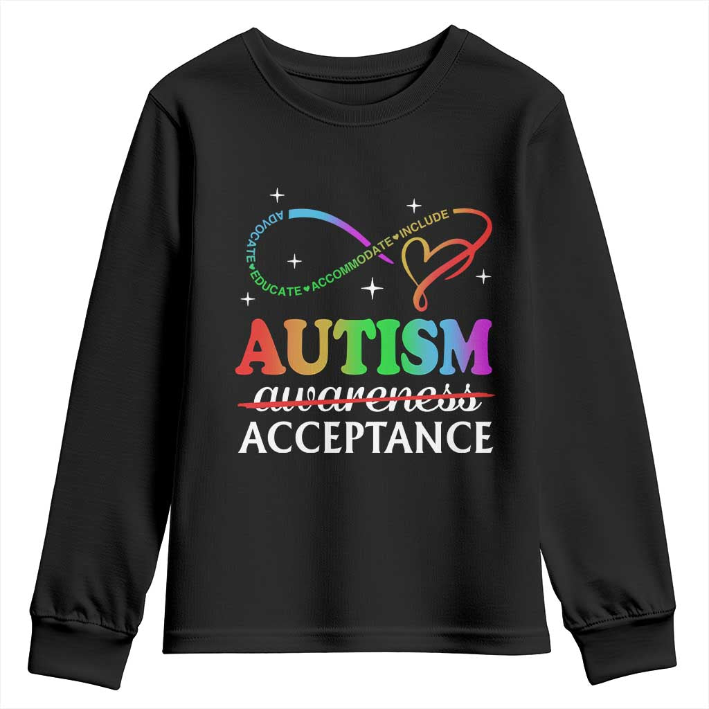 Autism Support Acceptance Youth Sweatshirt Advocate Educate Accommodate Include Infinity Symbol
