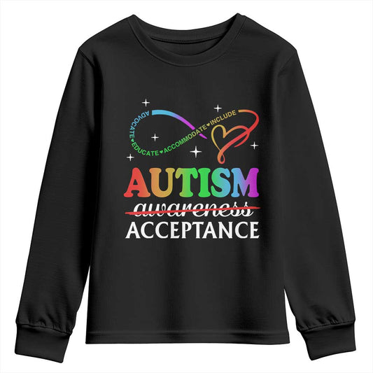 Autism Support Acceptance Youth Sweatshirt Advocate Educate Accommodate Include Infinity Symbol