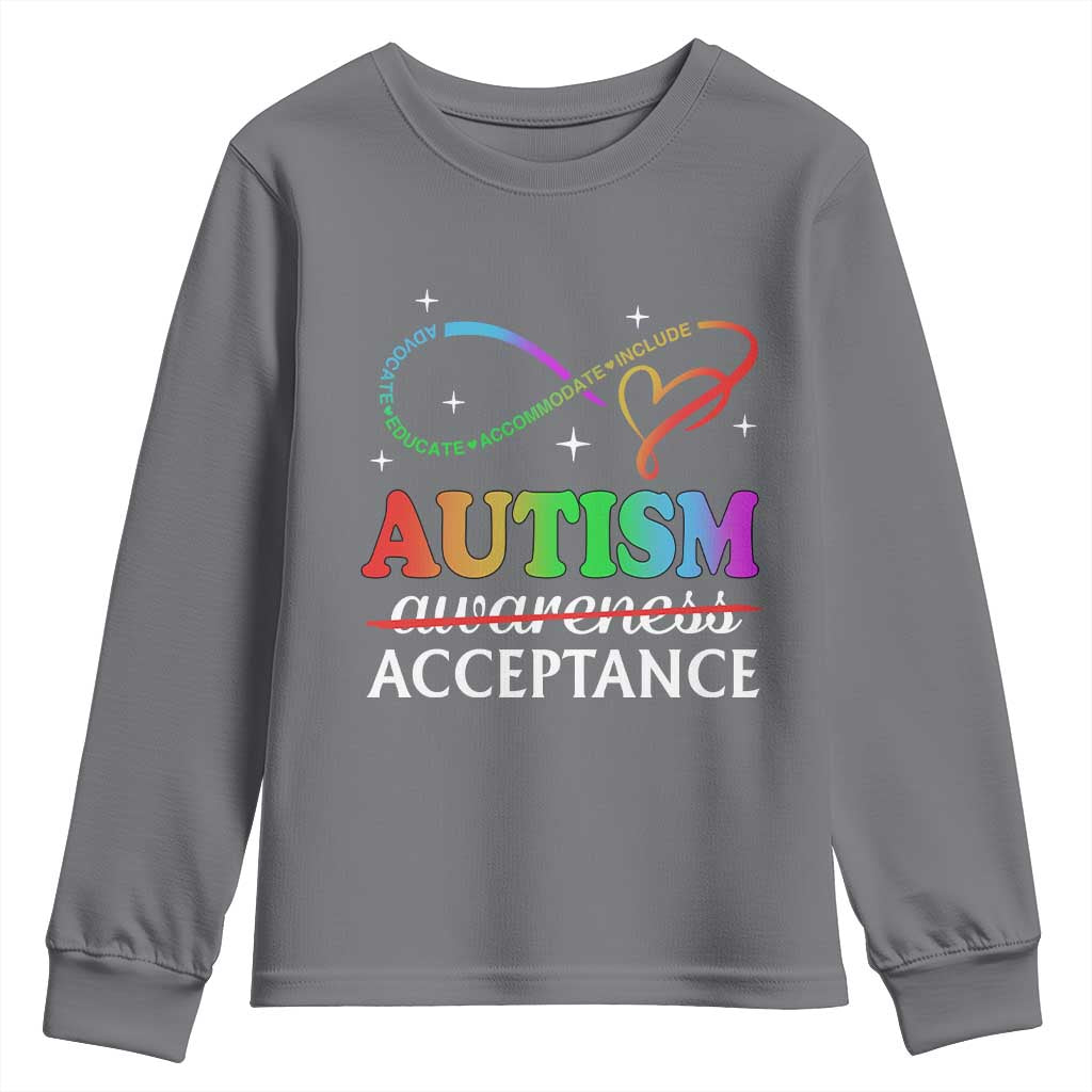 Autism Support Acceptance Youth Sweatshirt Advocate Educate Accommodate Include Infinity Symbol