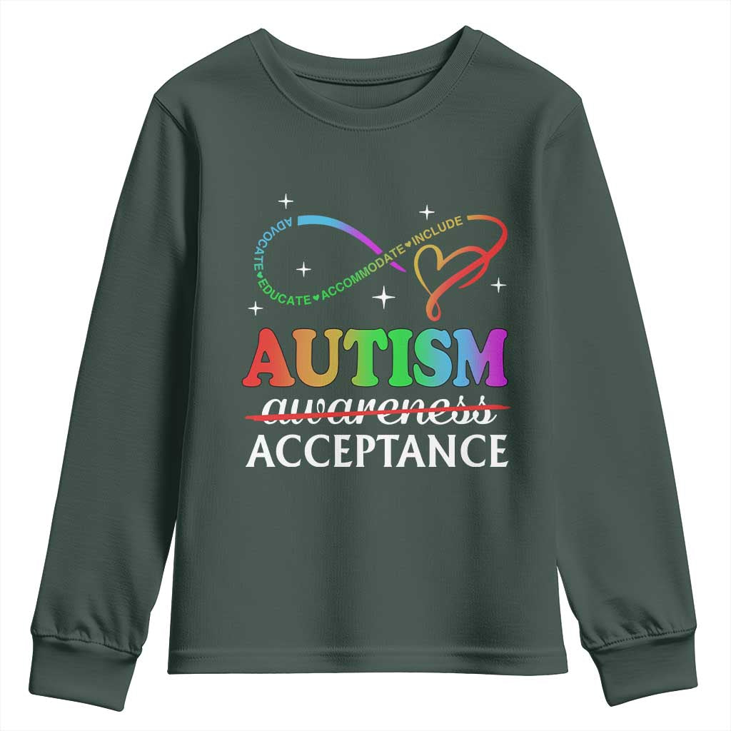 Autism Support Acceptance Youth Sweatshirt Advocate Educate Accommodate Include Infinity Symbol
