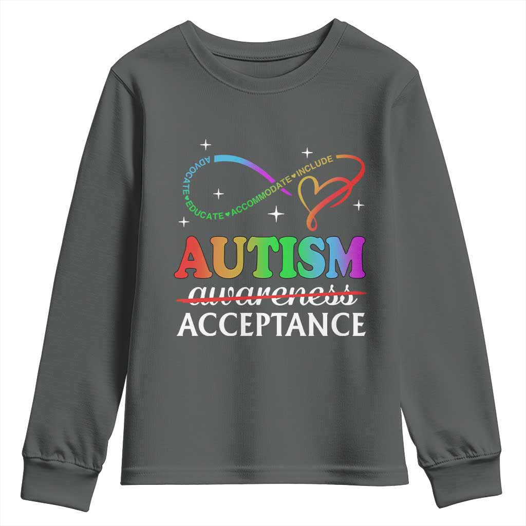 Autism Support Acceptance Youth Sweatshirt Advocate Educate Accommodate Include Infinity Symbol