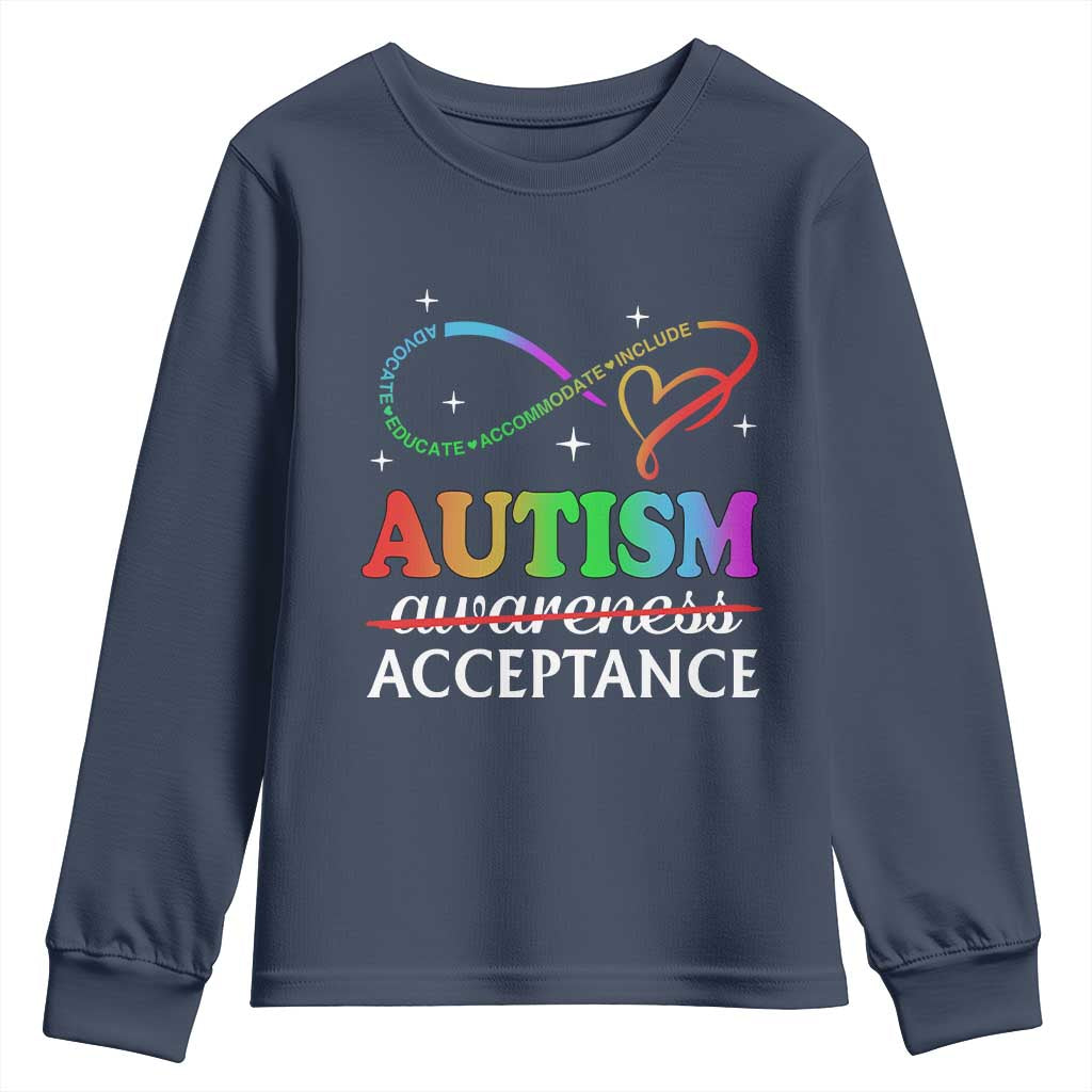 Autism Support Acceptance Youth Sweatshirt Advocate Educate Accommodate Include Infinity Symbol