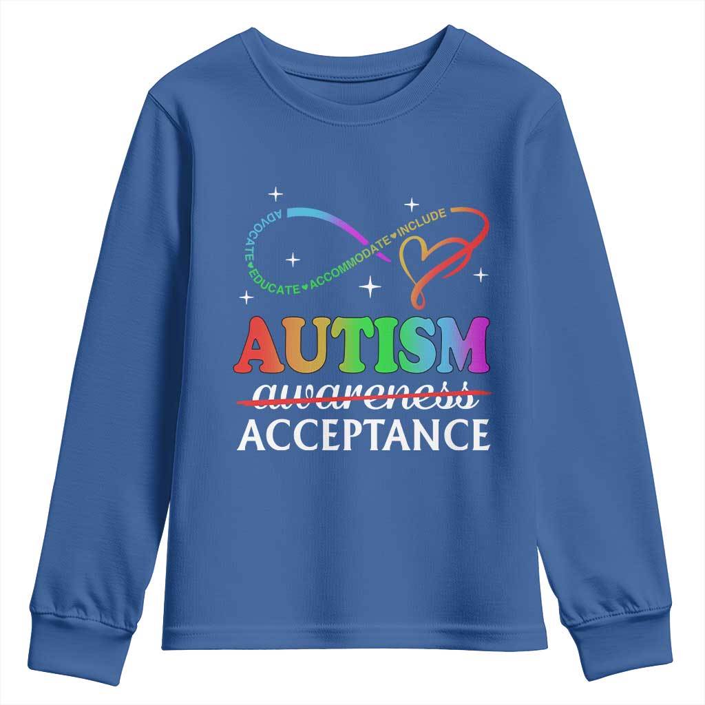 Autism Support Acceptance Youth Sweatshirt Advocate Educate Accommodate Include Infinity Symbol