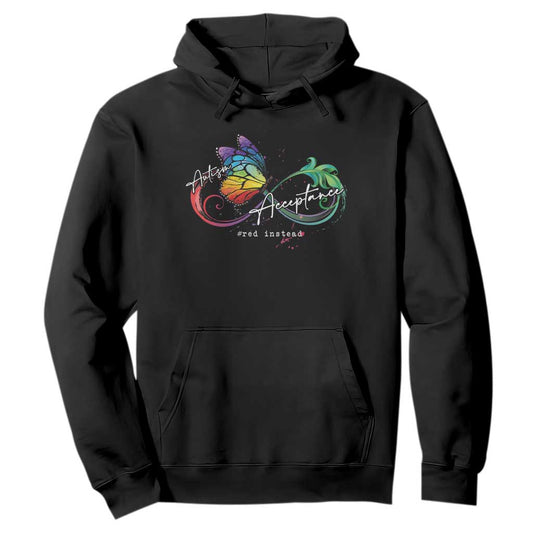 Autism Support Acceptance Red Instead Hoodie Infinity Symbol Rainbow Butterfly Feather