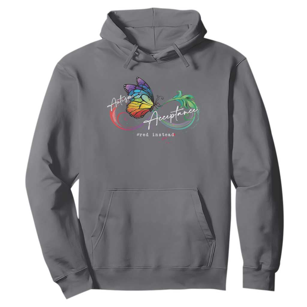 Autism Support Acceptance Red Instead Hoodie Infinity Symbol Rainbow Butterfly Feather