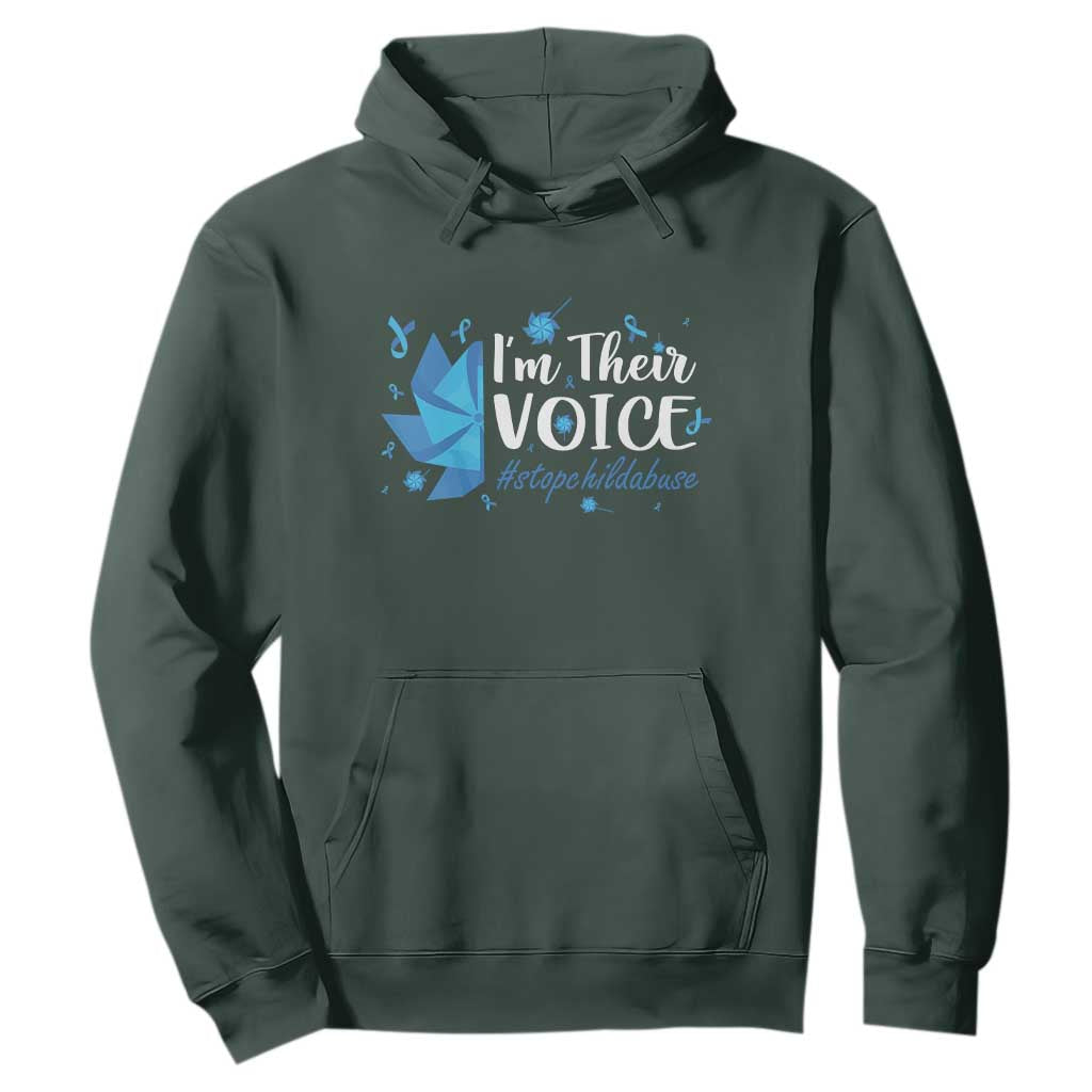 Child Abuse Prevention Support I'm Their Voice Hoodie Blue Pinwheels