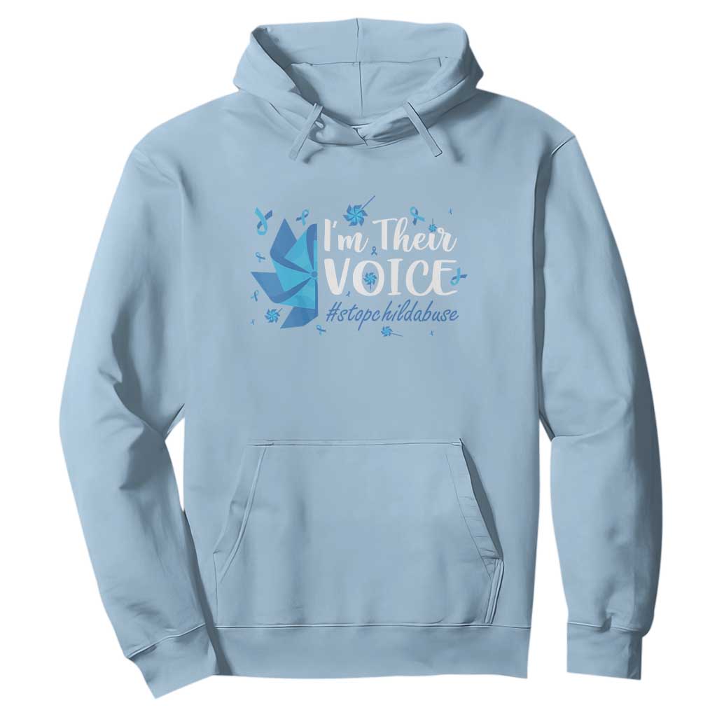 Child Abuse Prevention Support I'm Their Voice Hoodie Blue Pinwheels
