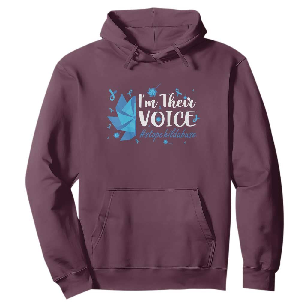 Child Abuse Prevention Support I'm Their Voice Hoodie Blue Pinwheels