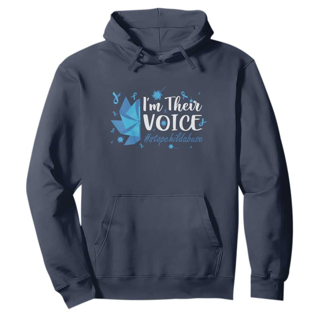 Child Abuse Prevention Support I'm Their Voice Hoodie Blue Pinwheels