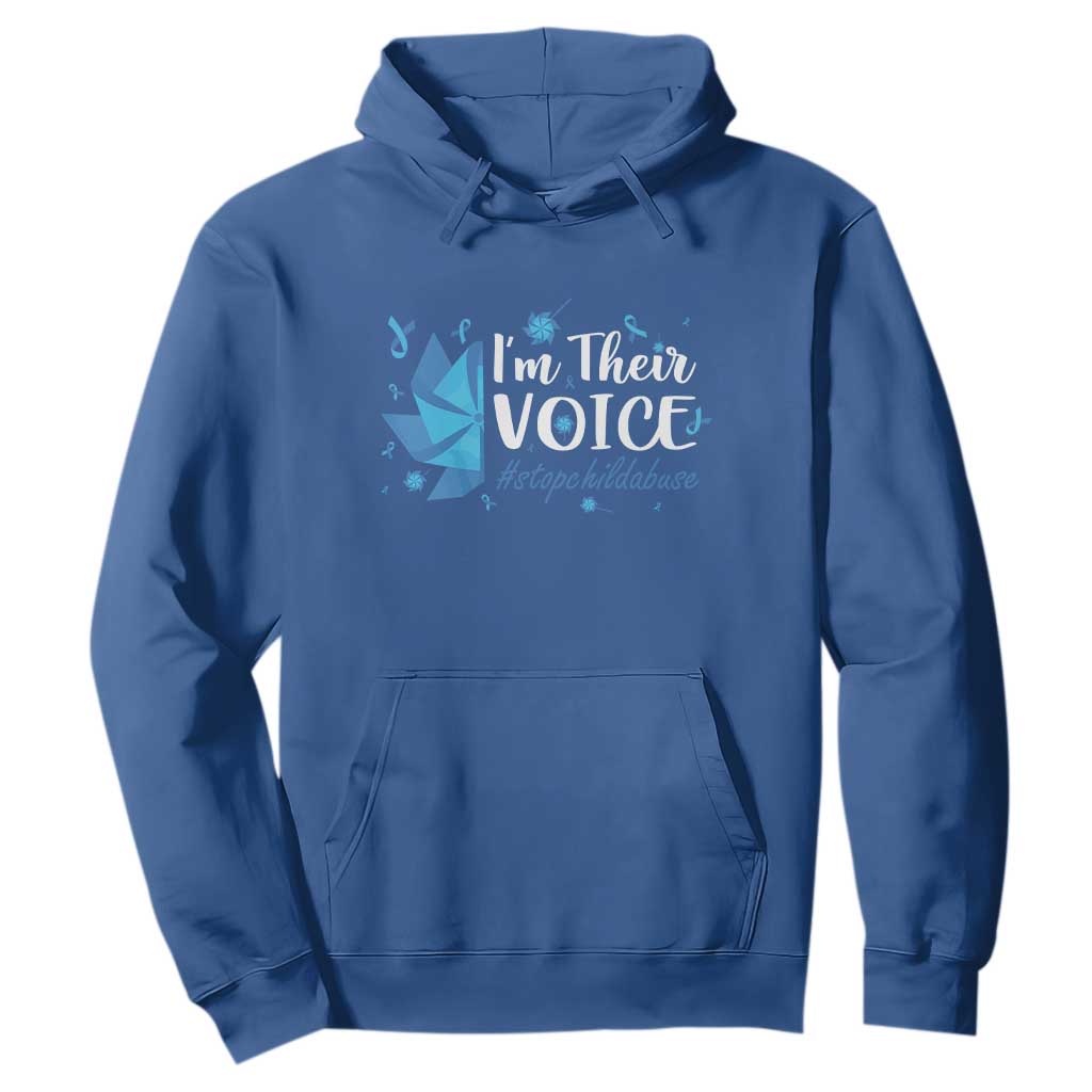Child Abuse Prevention Support I'm Their Voice Hoodie Blue Pinwheels