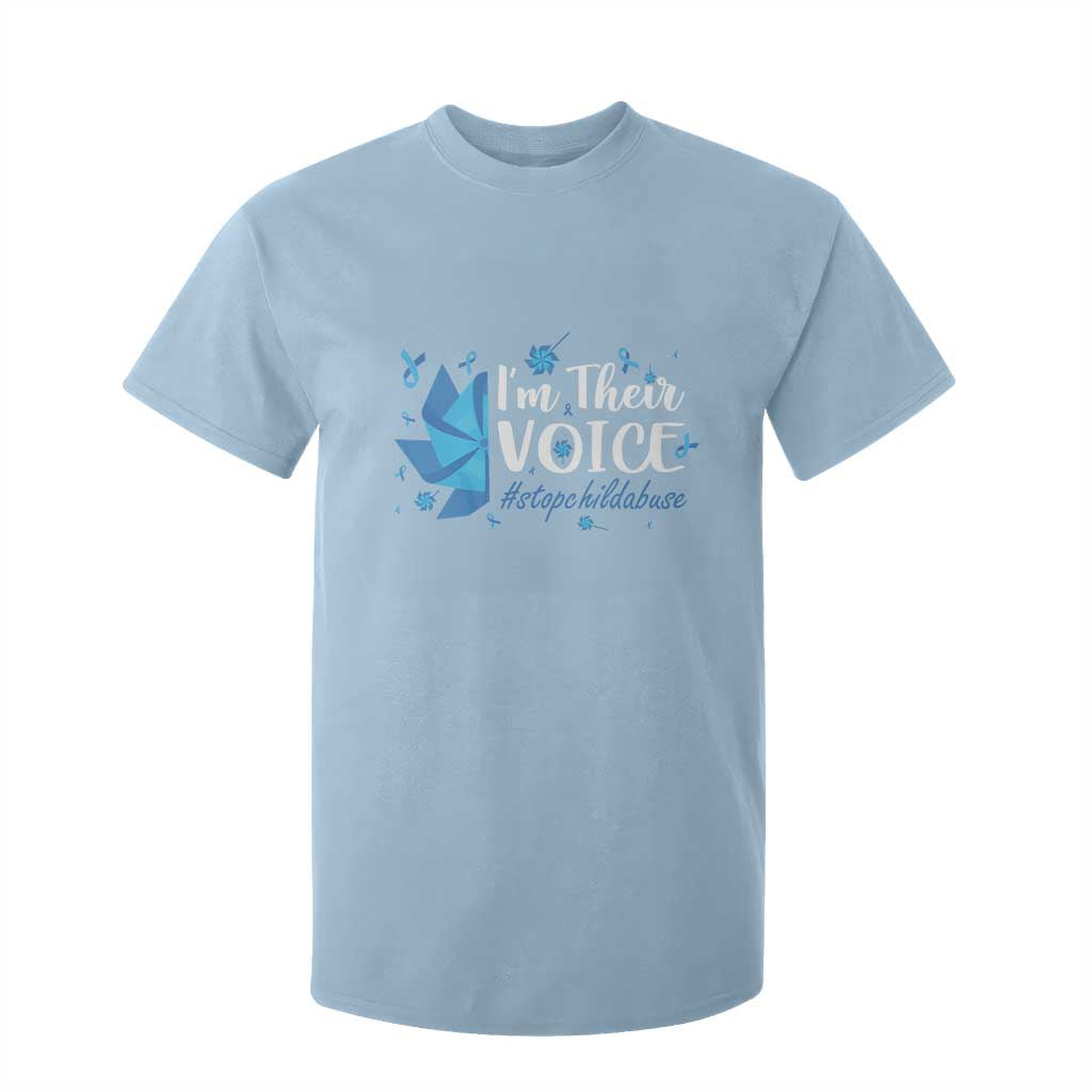 Child Abuse Prevention Support I'm Their Voice T Shirt For Kid Blue Pinwheels