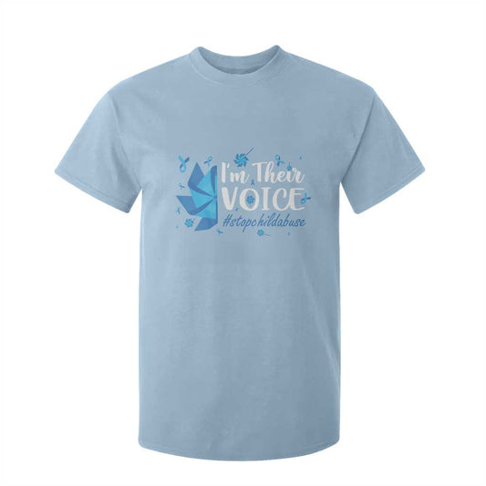 Child Abuse Prevention Support I'm Their Voice T Shirt For Kid Blue Pinwheels