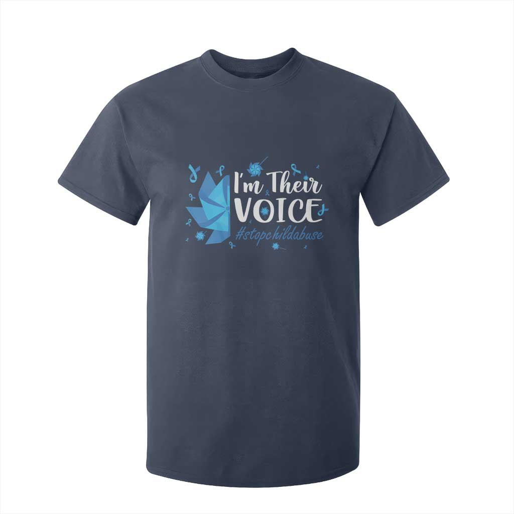 Child Abuse Prevention Support I'm Their Voice T Shirt For Kid Blue Pinwheels