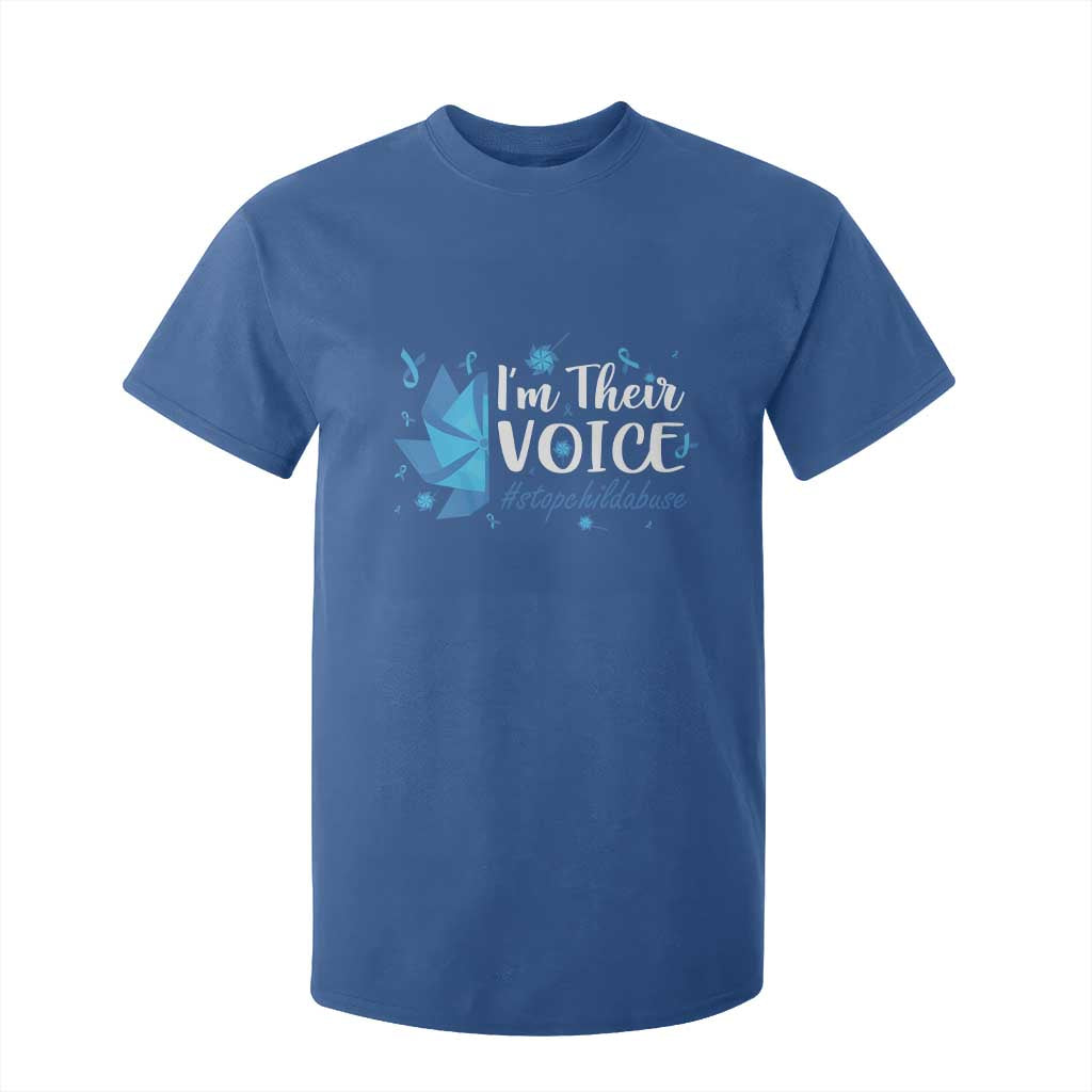 Child Abuse Prevention Support I'm Their Voice T Shirt For Kid Blue Pinwheels