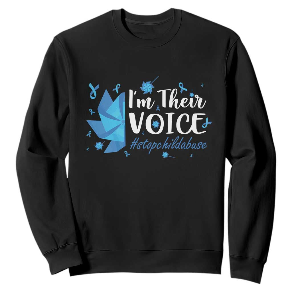 Child Abuse Prevention Support I'm Their Voice Sweatshirt Blue Pinwheels