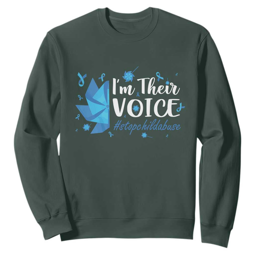 Child Abuse Prevention Support I'm Their Voice Sweatshirt Blue Pinwheels