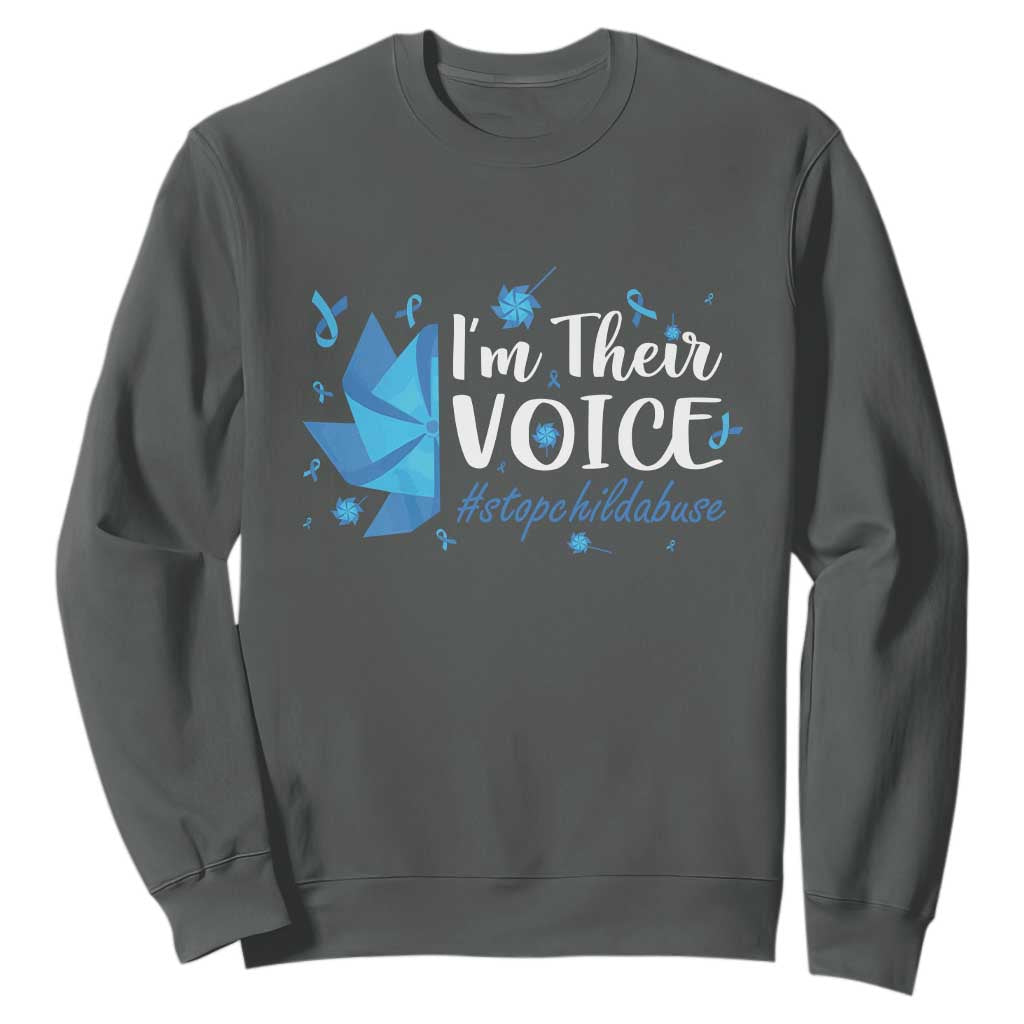 Child Abuse Prevention Support I'm Their Voice Sweatshirt Blue Pinwheels