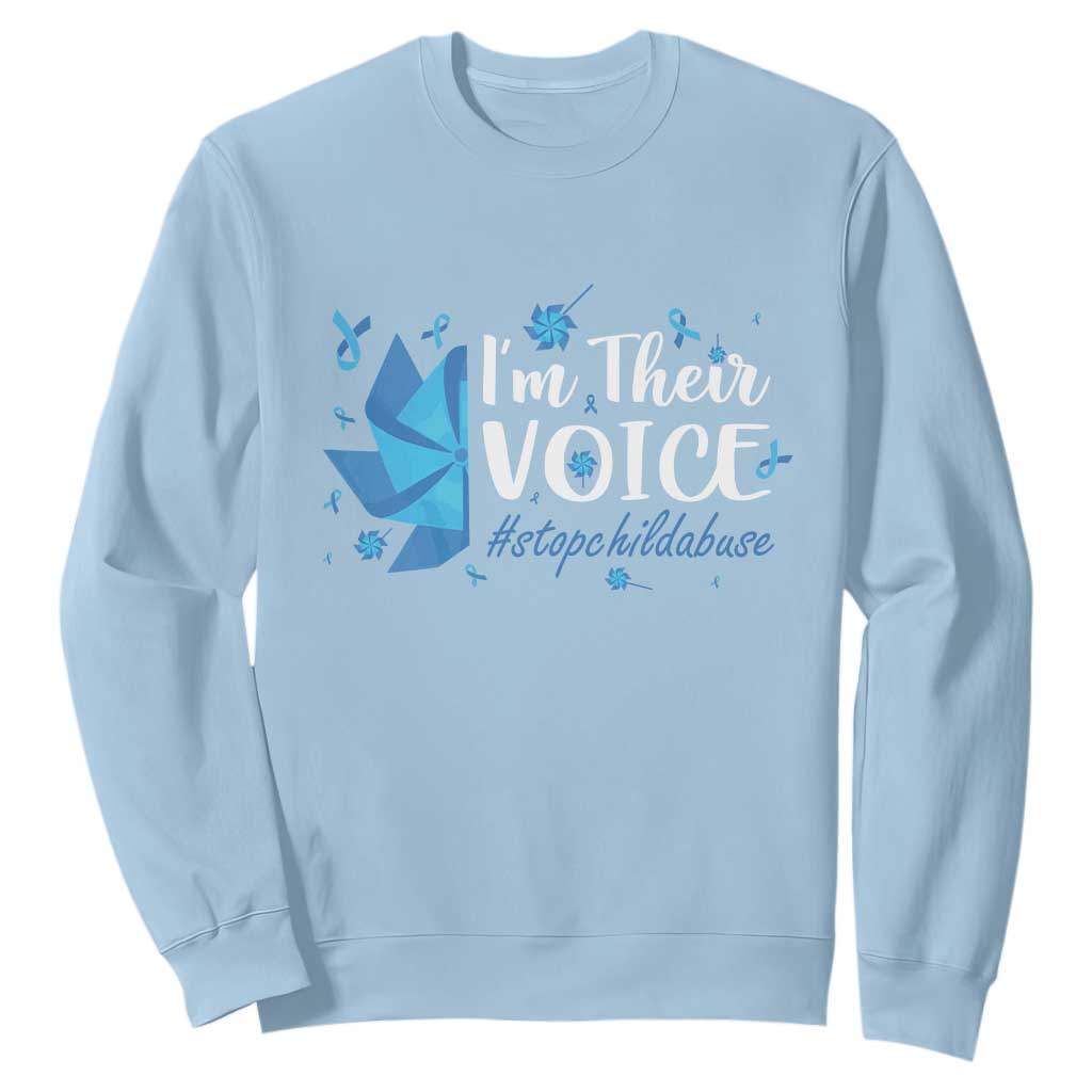 Child Abuse Prevention Support I'm Their Voice Sweatshirt Blue Pinwheels