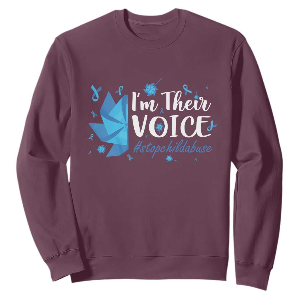 Child Abuse Prevention Support I'm Their Voice Sweatshirt Blue Pinwheels
