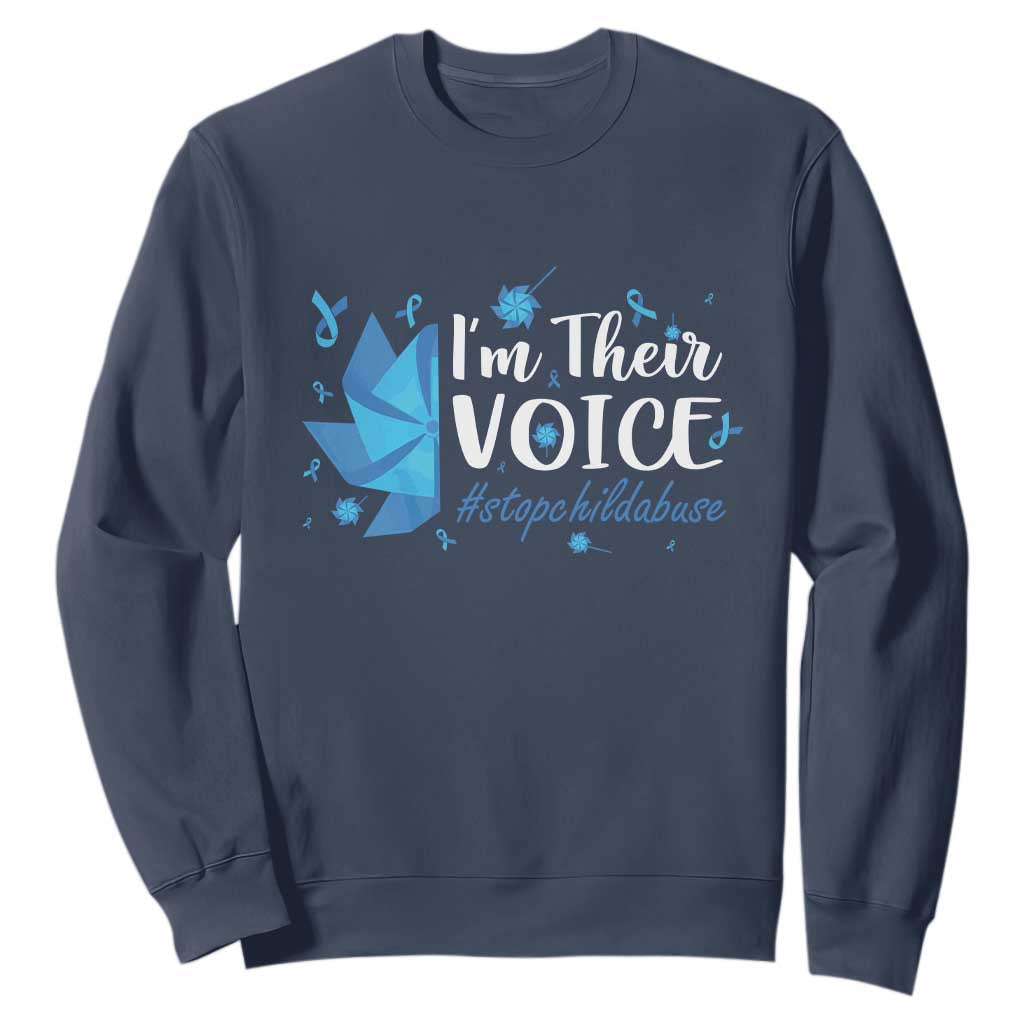 Child Abuse Prevention Support I'm Their Voice Sweatshirt Blue Pinwheels