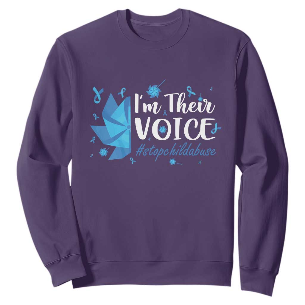Child Abuse Prevention Support I'm Their Voice Sweatshirt Blue Pinwheels