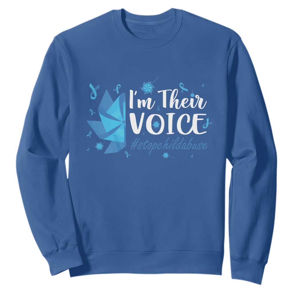 Child Abuse Prevention Support I'm Their Voice Sweatshirt Blue Pinwheels