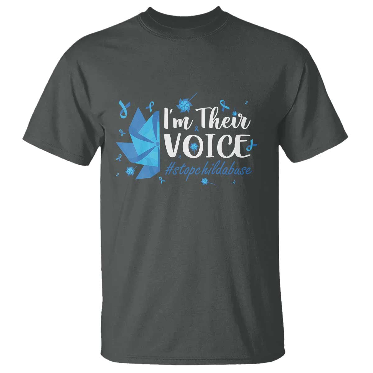 Child Abuse Prevention Support I'm Their Voice T Shirt Blue Pinwheels