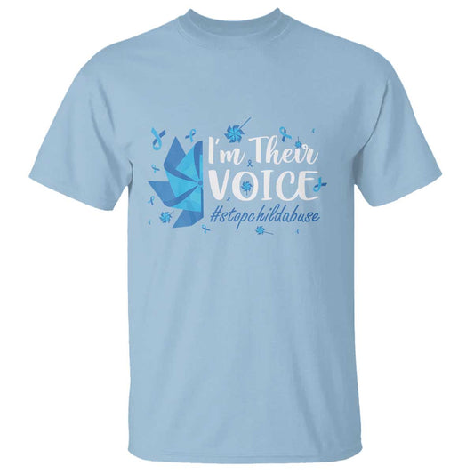 Child Abuse Prevention Support I'm Their Voice T Shirt Blue Pinwheels