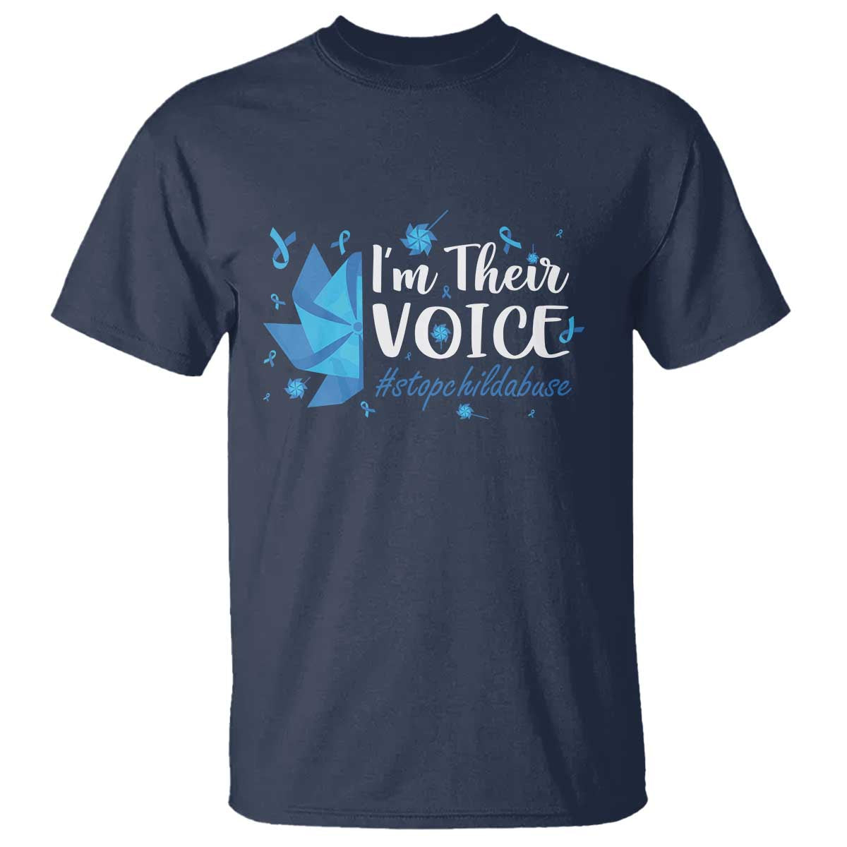 Child Abuse Prevention Support I'm Their Voice T Shirt Blue Pinwheels