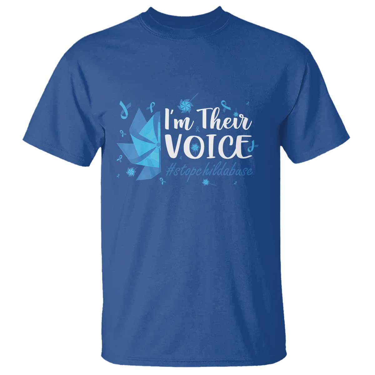 Child Abuse Prevention Support I'm Their Voice T Shirt Blue Pinwheels