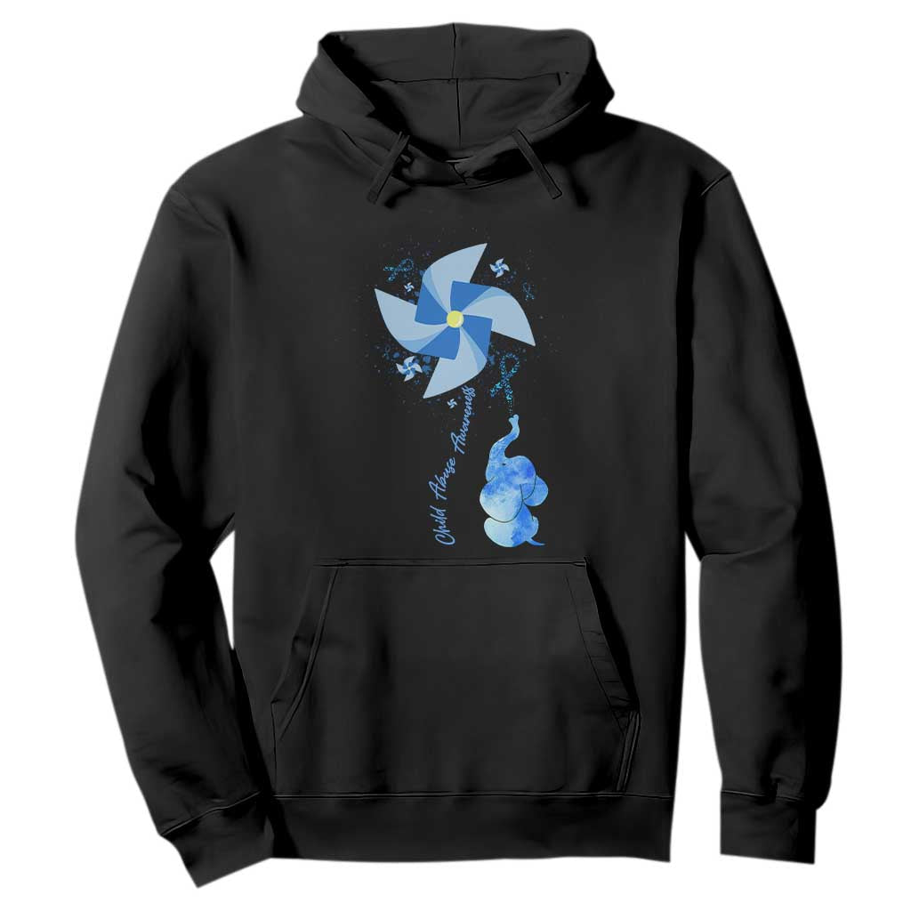 Child Abuse Prevention Support Hoodie Pinwheel Elephant